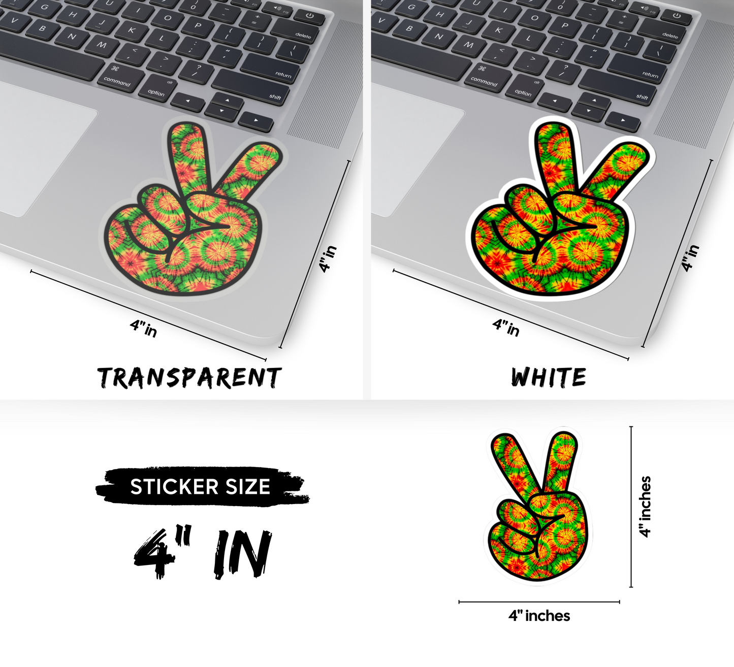 Rasta Tiedye Peace Sign Kiss-Cut Sticker
