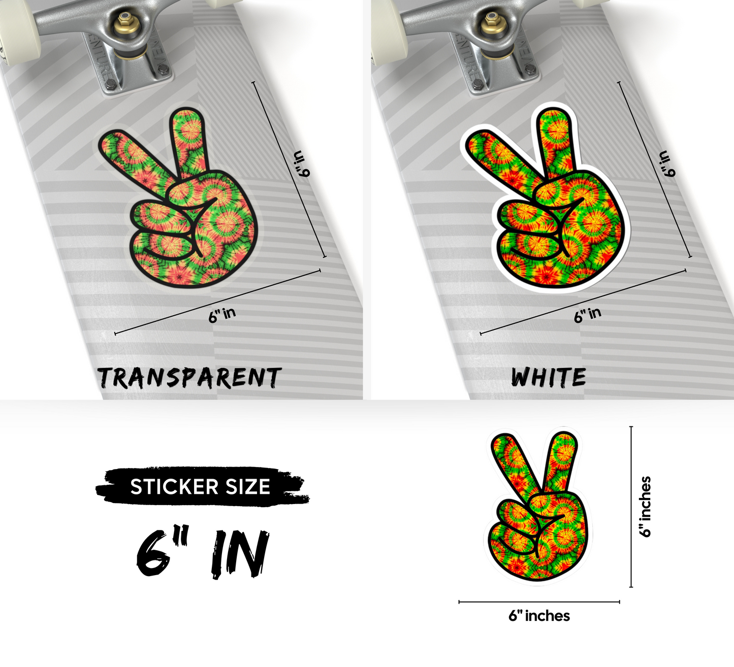 Rasta Tiedye Peace Sign Kiss-Cut Sticker
