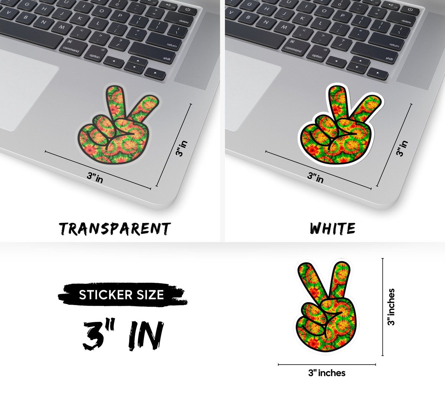 Rasta Tiedye Peace Sign Kiss-Cut Sticker