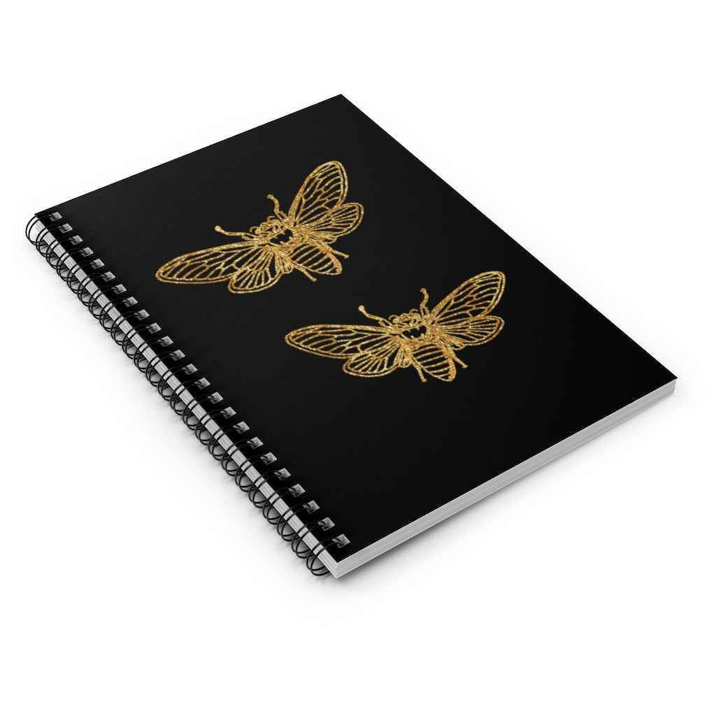 Gold Glitter Bee Spiral Notebook - Ruled Line