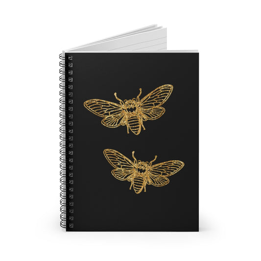 Gold Glitter Bee Spiral Notebook - Ruled Line