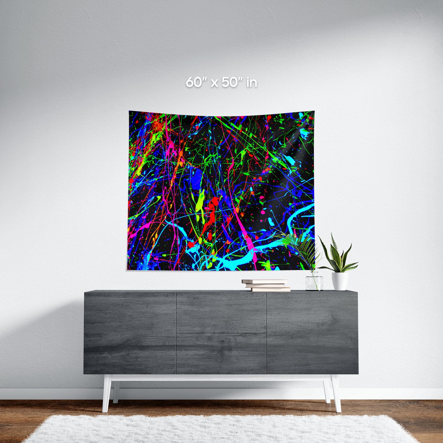 Neon Paint Splatter Wall Tapestry