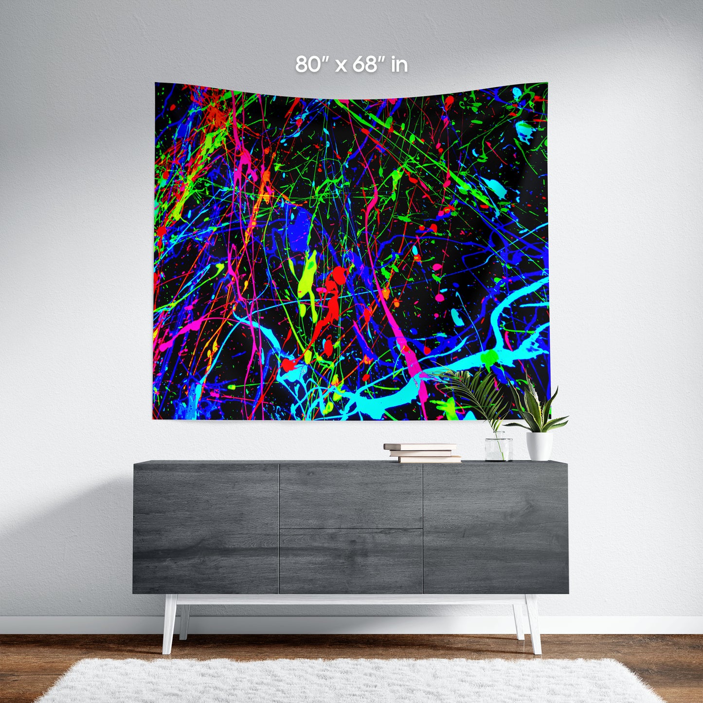Neon Paint Splatter Wall Tapestry