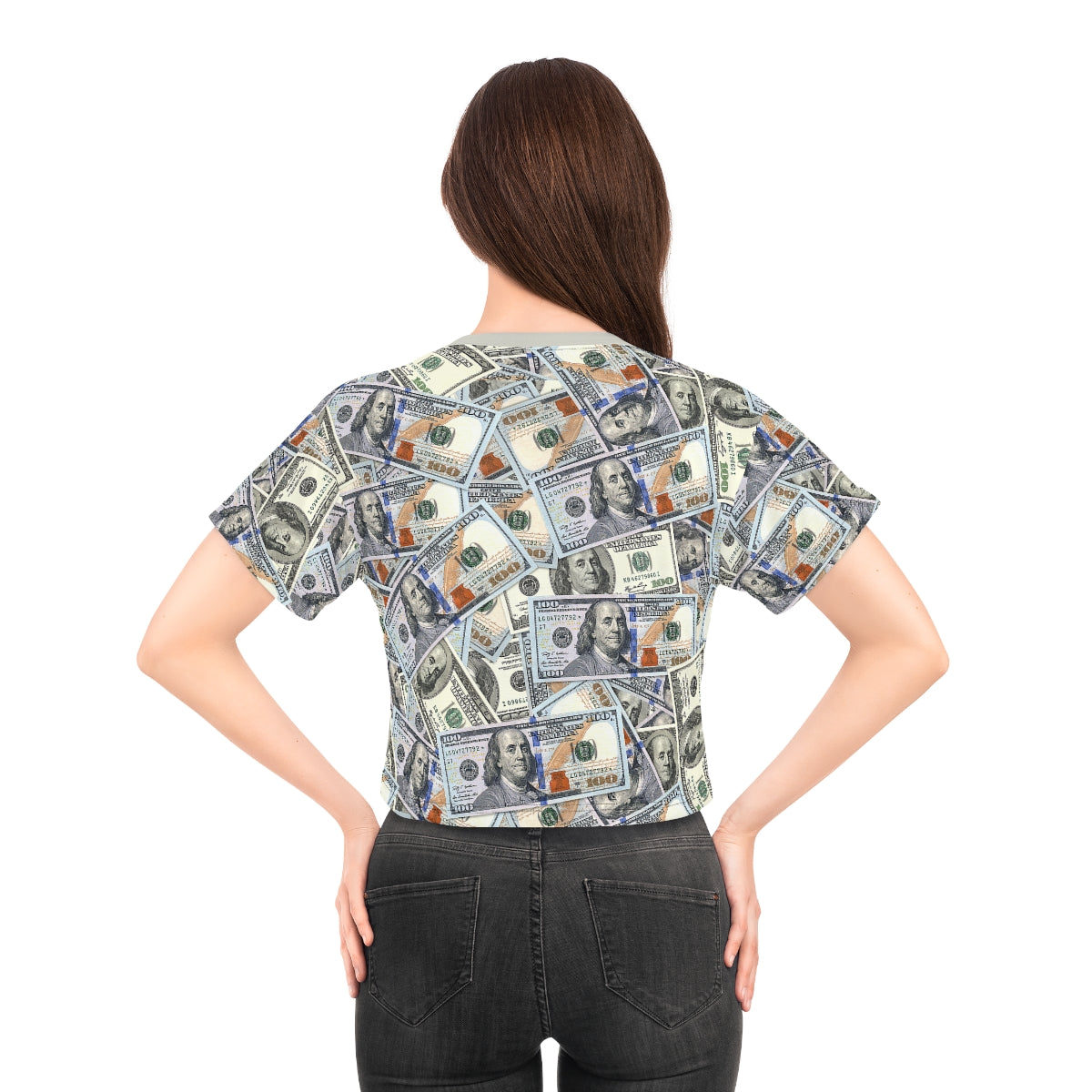 Hundred Dollar Bills Money AOP Crop Tee