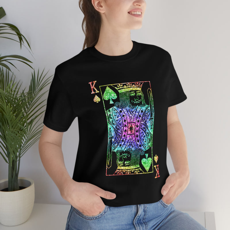 Colorful Black King of Spades Card T-Shirt