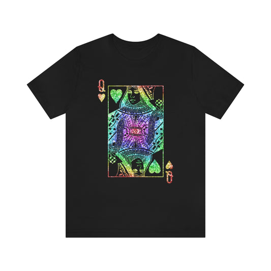 Colorful Black Queen of Hearts Card T-Shirt
