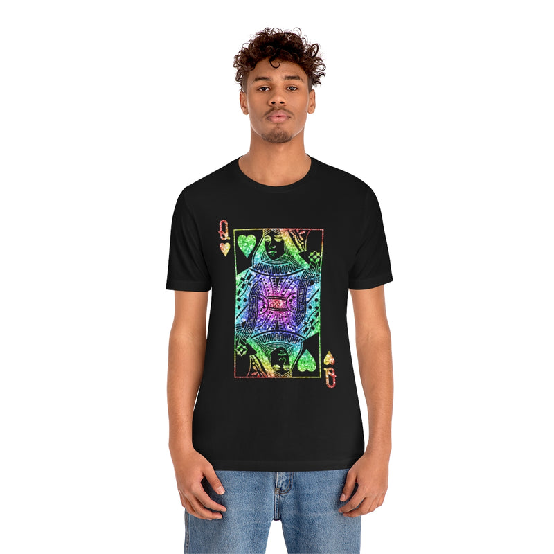 Colorful Black Queen of Hearts Card T-Shirt