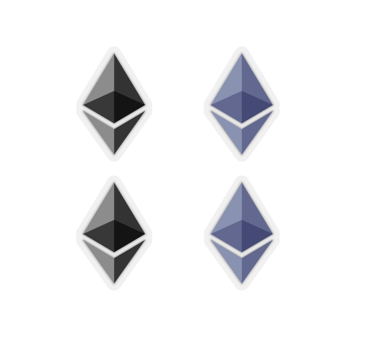 Diamond Ethereum Logo Stickers - Premium Vinyl Kiss-Cut Sticker Set
