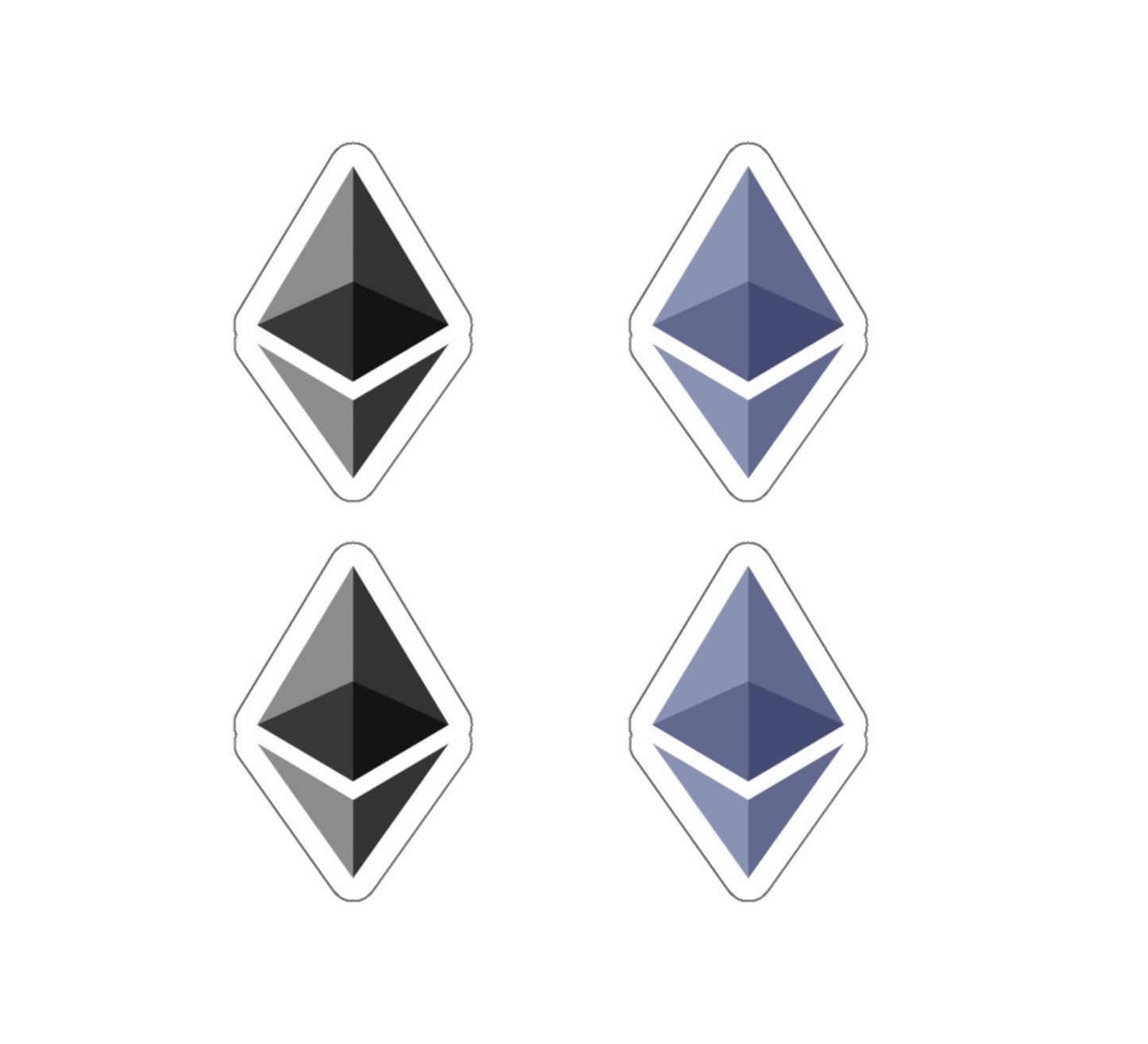 Diamond Ethereum Logo Stickers - Premium Vinyl Kiss-Cut Sticker Set
