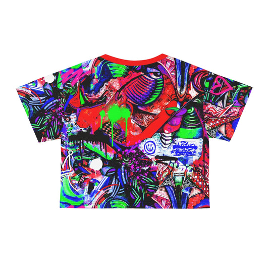 Neon Graffiti AOP Crop Tee