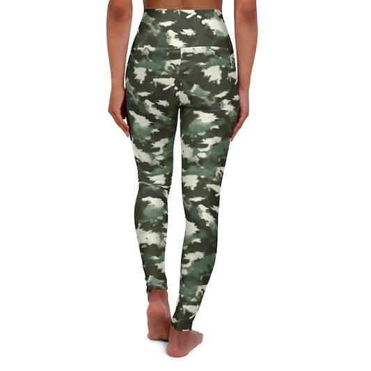 Painted Green Camo AOP High Waisted Yoga Leggings