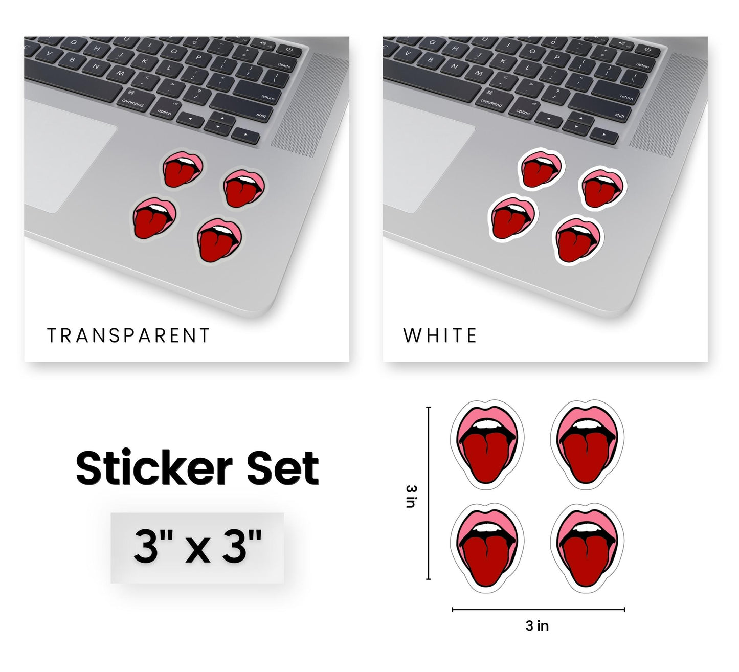 Pink Lips Tongue Out Sticker Sheet