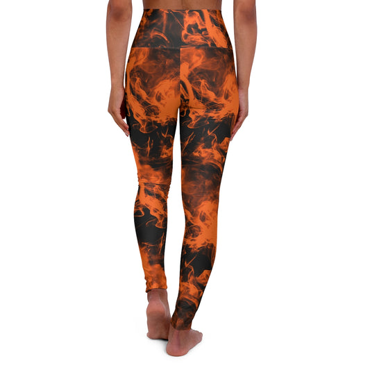 Orange Fiery Flames AOP High Waisted Leggings
