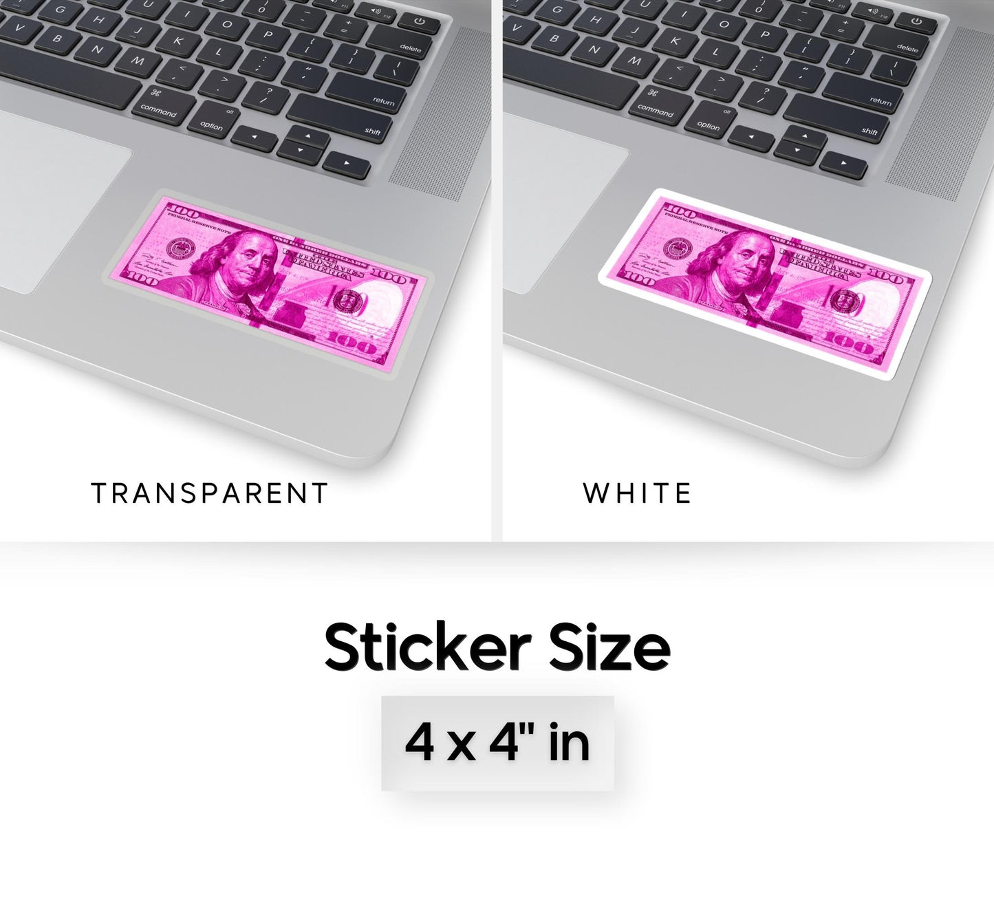 Pink 100 Dollar Bill Money Sticker