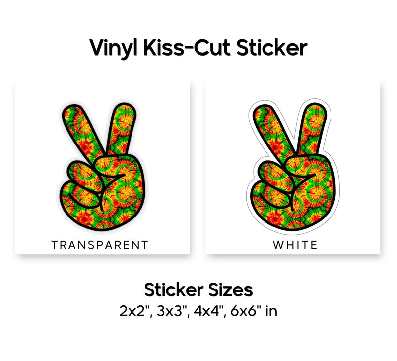 Rasta Tiedye Peace Sign Kiss-Cut Sticker