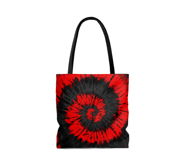 Red + Black Tie-Dye Tote Bag