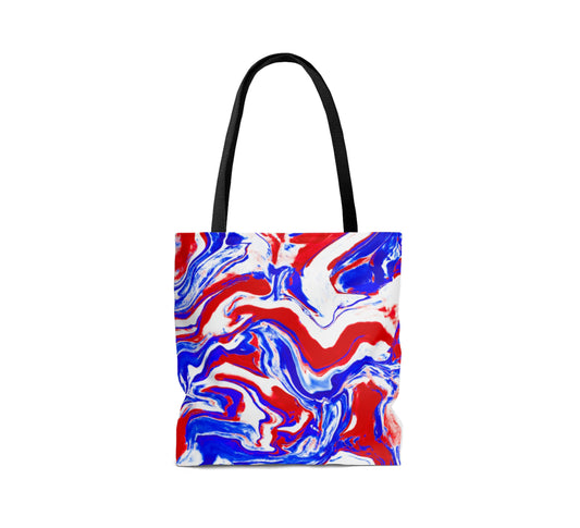 Patriotic Red + White + Blue Marble Tote Bag