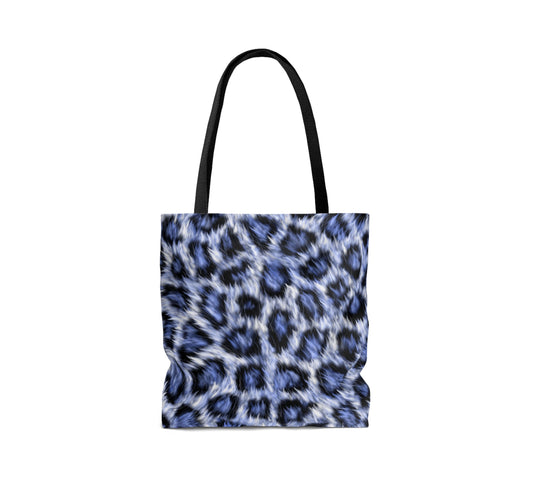 Blue Leopard Print Tote Bag - All Over Print Sublimation