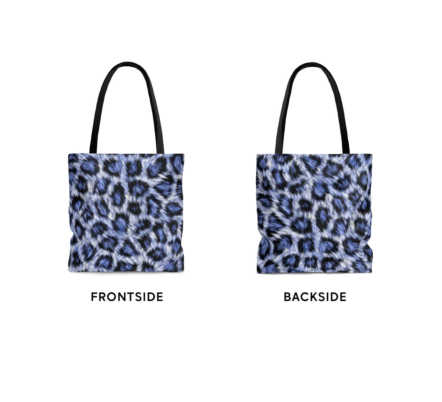 Blue Leopard Print Tote Bag - All Over Print Sublimation
