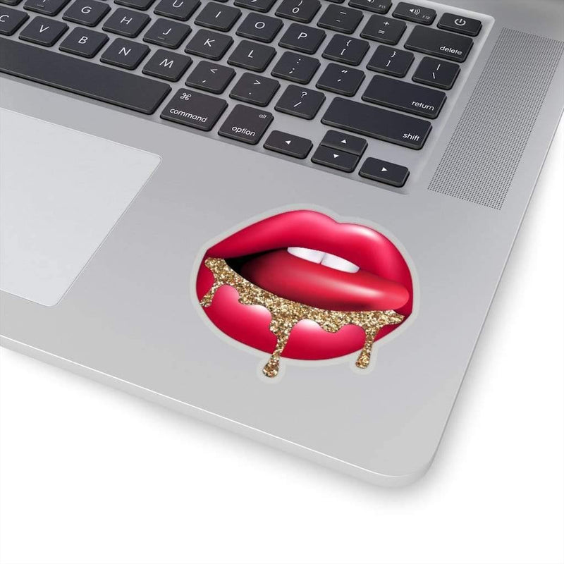 Glitter Drip Lips Sticker 3" × 3" / Transparent