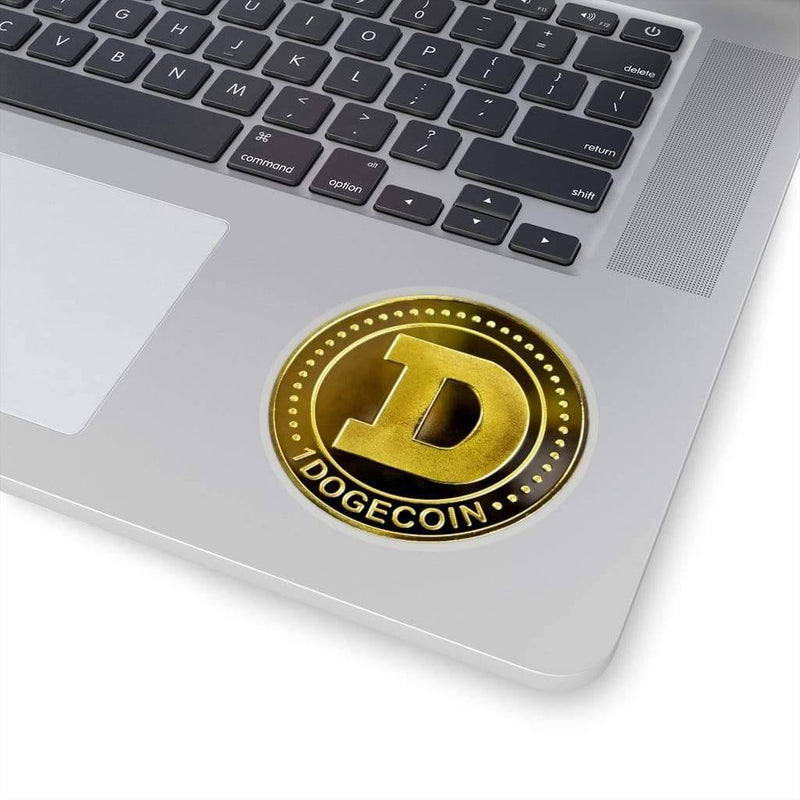 Gold Crypto Doge Coin Kiss-Cut Sticker 3" × 3" / Transparent
