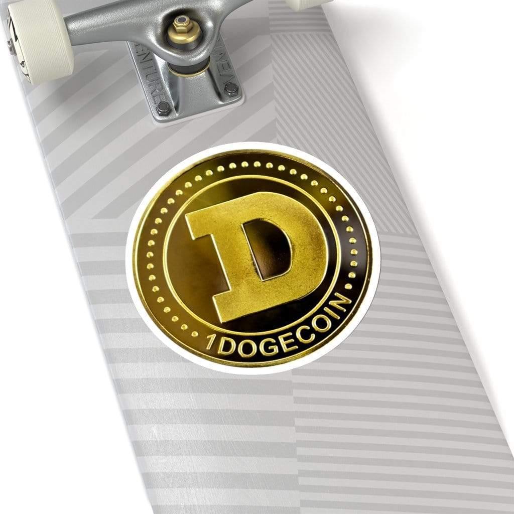 Gold Crypto Doge Coin Kiss-Cut Sticker 6" × 6" / White