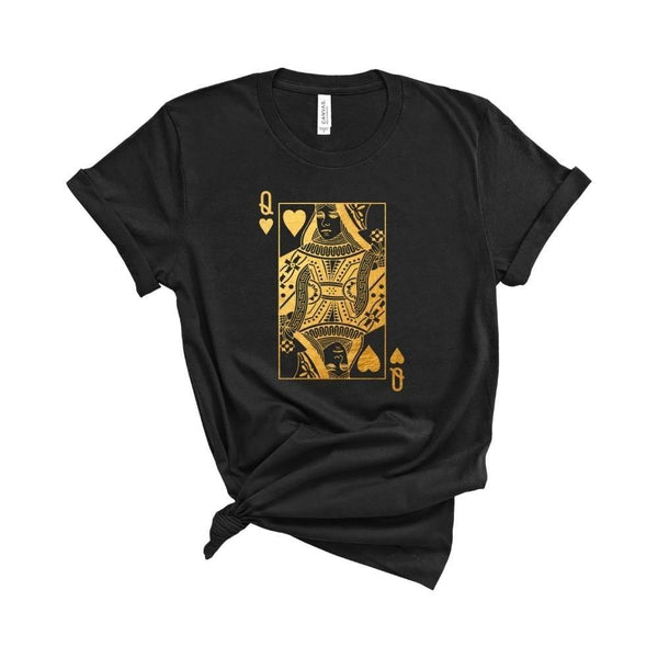 Gold King and Queen Card T-Shirt XS / Queen of Hearts