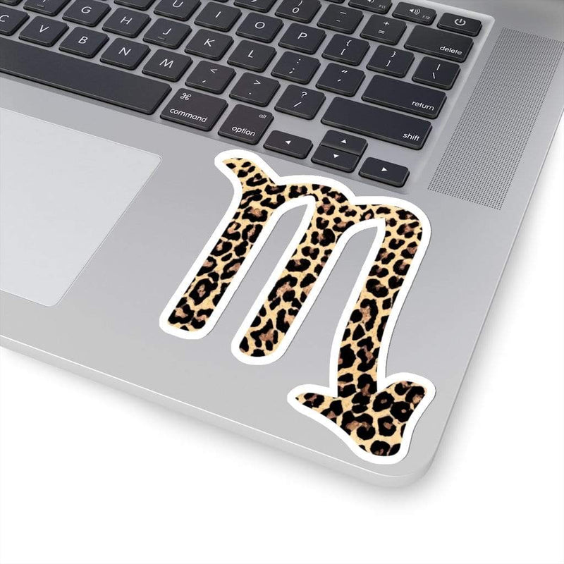 Leopard Print Scorpio Kiss-Cut Sticker 4" × 4" / White