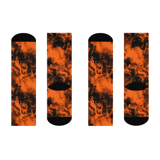 Smokey Orange Flames DTG Crew Socks