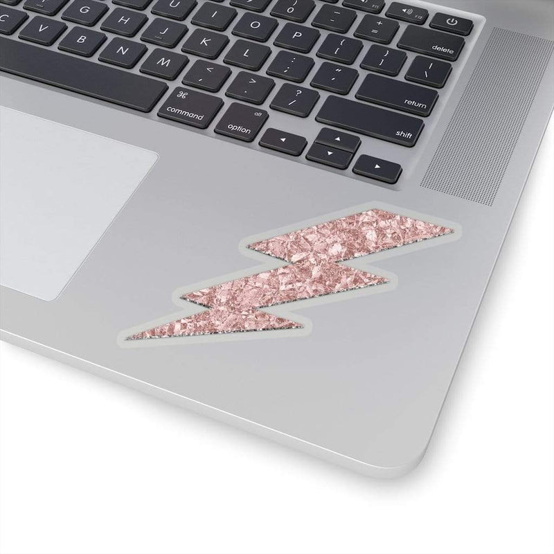 Pink Lightning Bolt Sticker 4" × 4" / Transparent