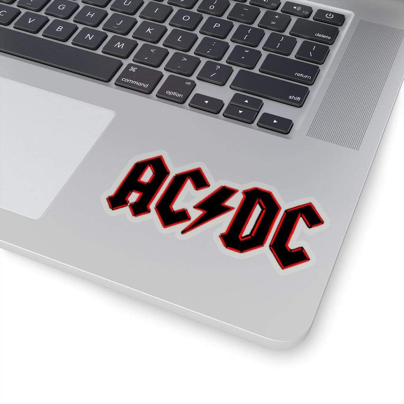 Red Neon ACDC Band Sticker Transparent / 4" × 4" Dryp Factory