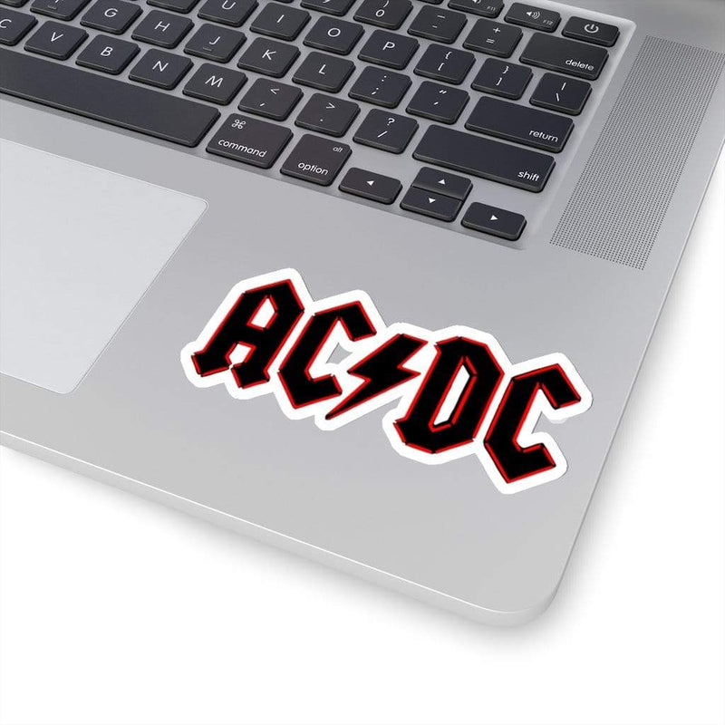Red Neon ACDC Band Sticker White / 4" × 4" Dryp Factory