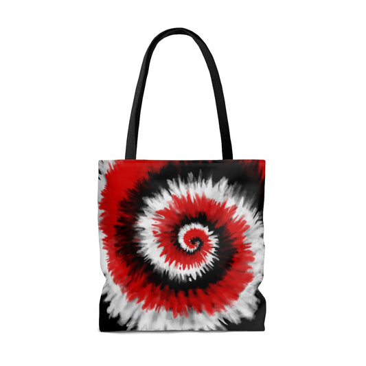 Red, White + Black Tiedye Tote Bag - All Over Print