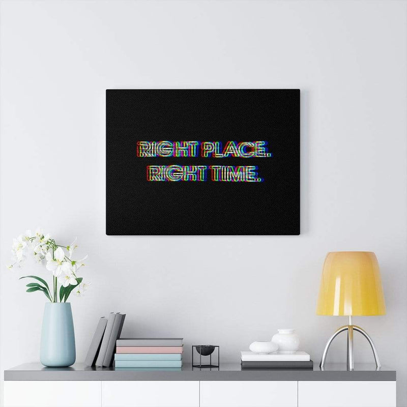 Right Place, Right Time Neon Canvas Wall Art 24″ × 18″ / Premium Gallery Wraps (1.25″) Dryp Factory