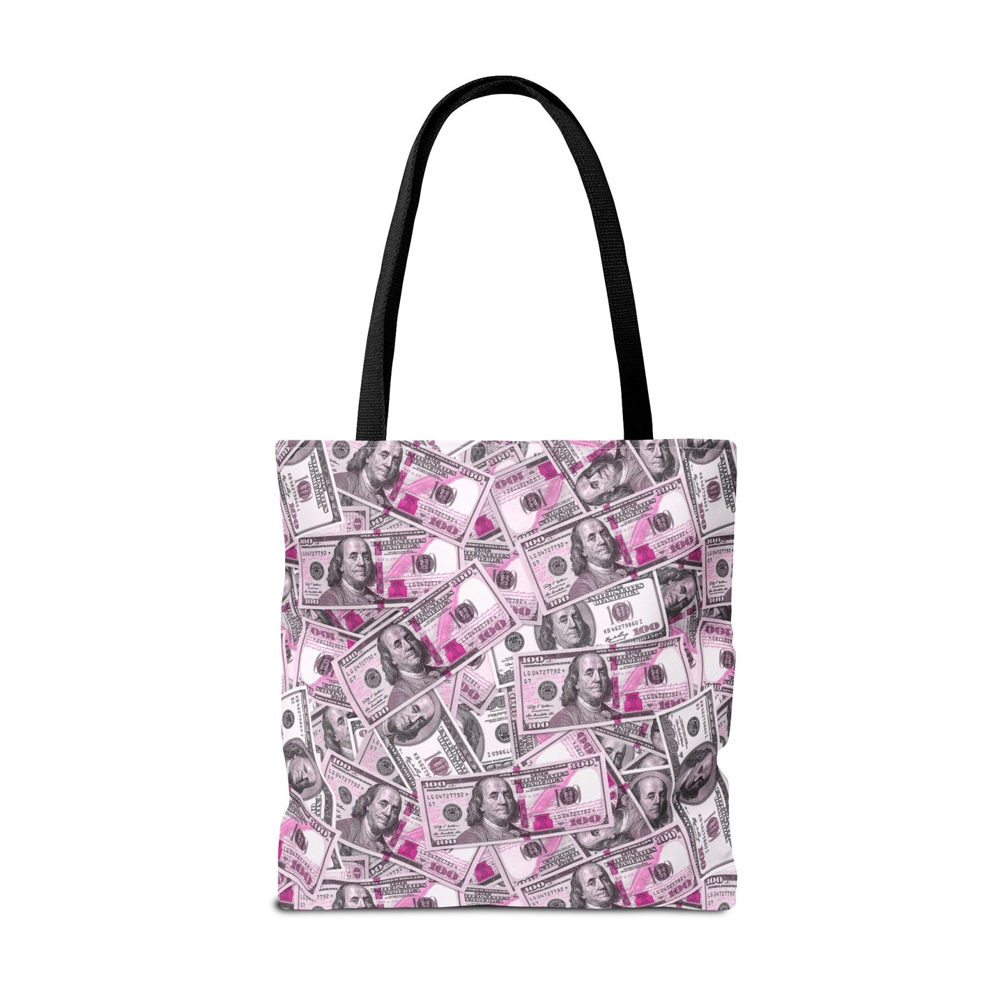 Pink Money Tote Bag - Hundred Dollar Bills All Over Print