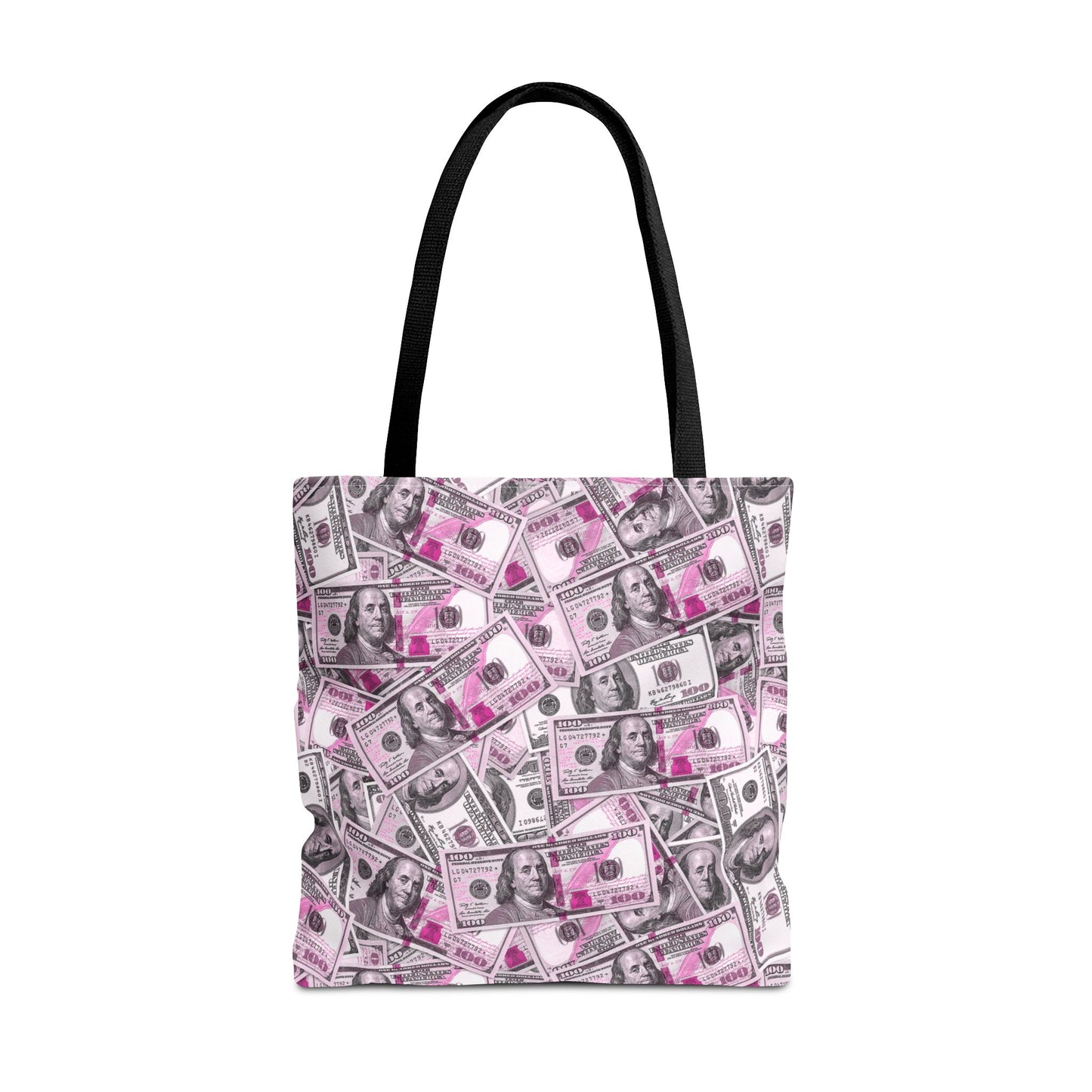 Pink Money Tote Bag - Hundred Dollar Bills All Over Print