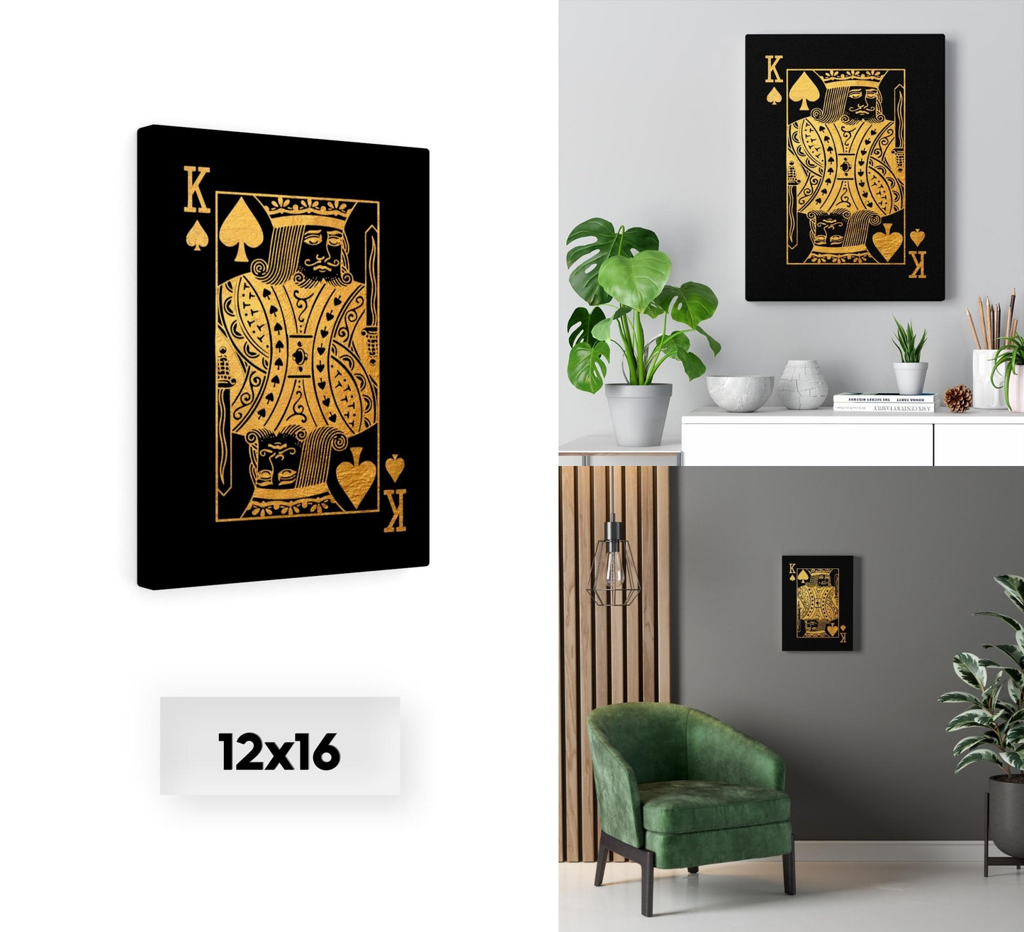 Gold King of Spades Canvas Wall Art