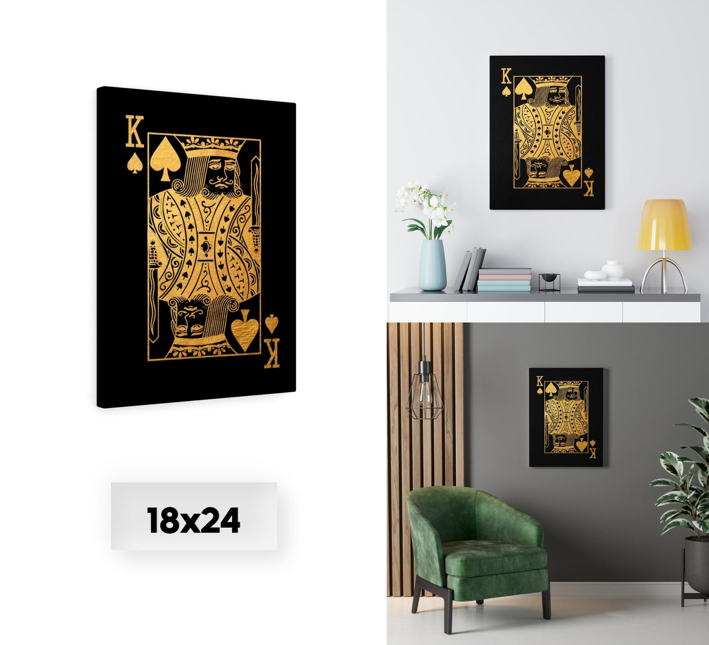 Gold King of Spades Canvas Wall Art
