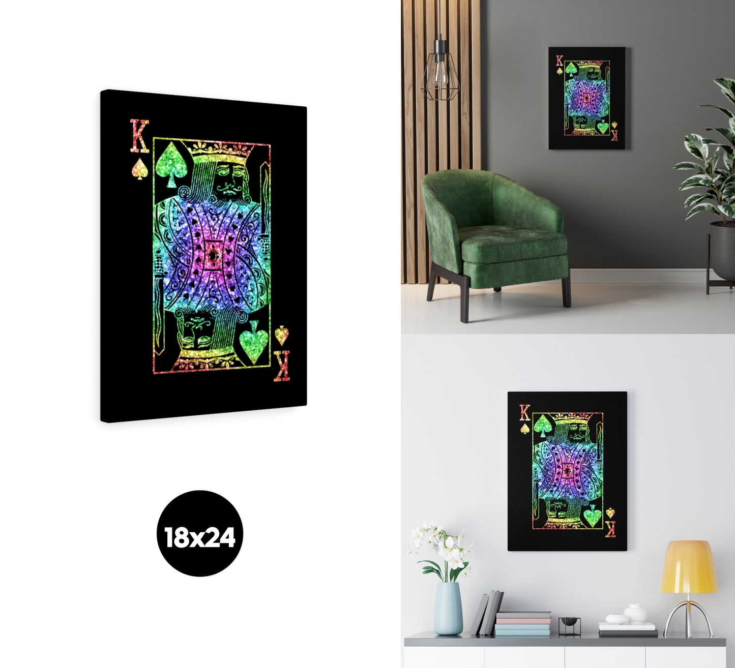 Colorful King of Spades Canvas Wall Art