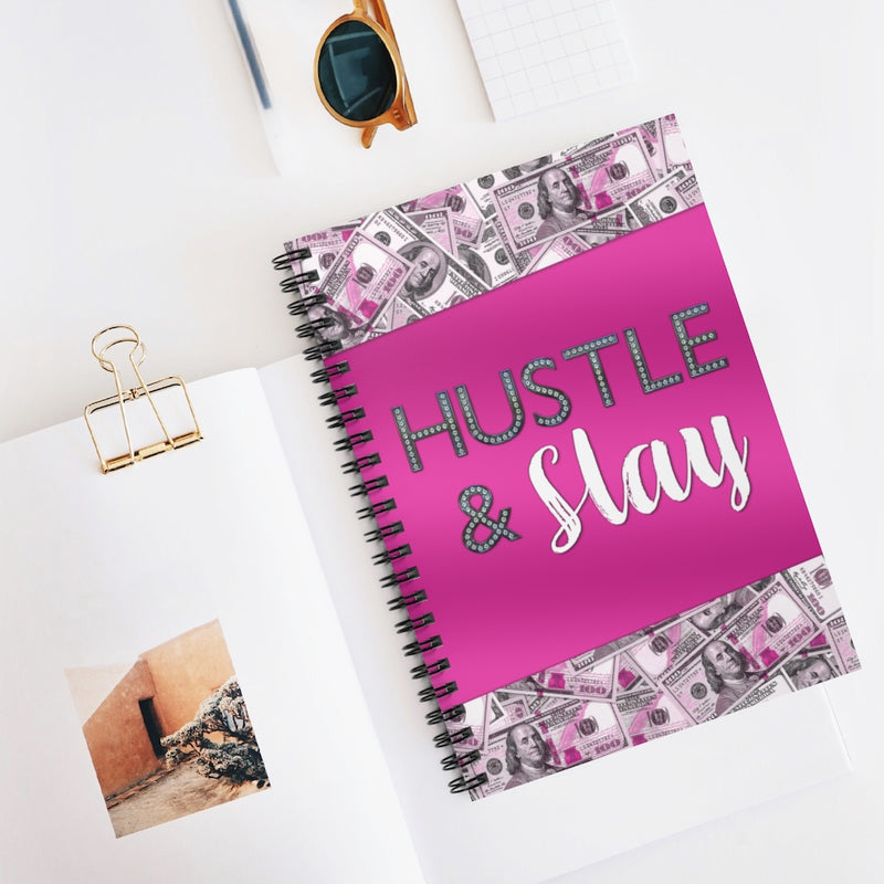 Hustle & Slay Pink Money Spiral Notebook - Ruled Line