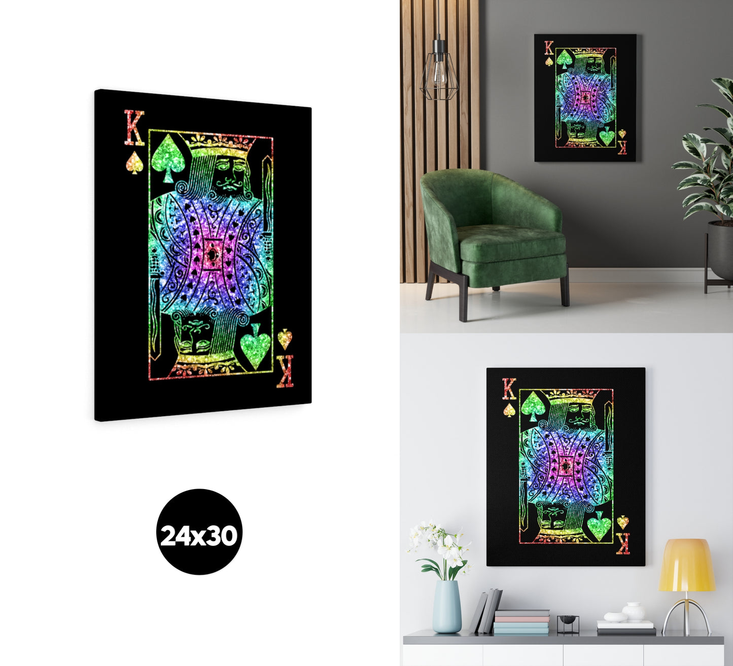 Colorful King of Spades Canvas Wall Art