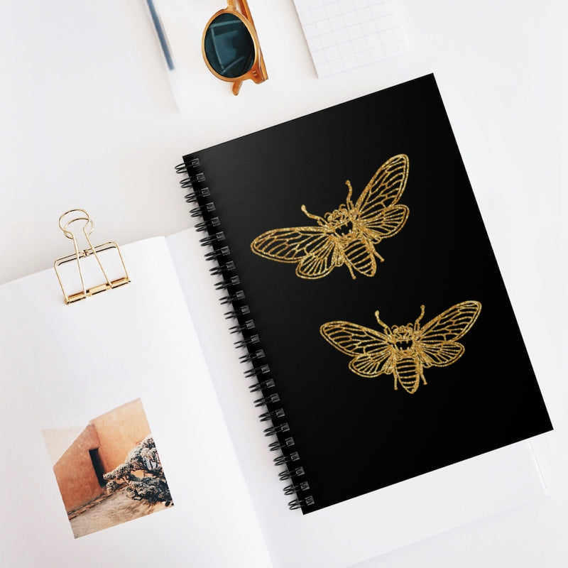 Gold Glitter Bee Spiral Notebook - Ruled Line