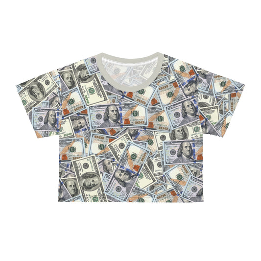 Hundred Dollar Bills Money AOP Crop Tee