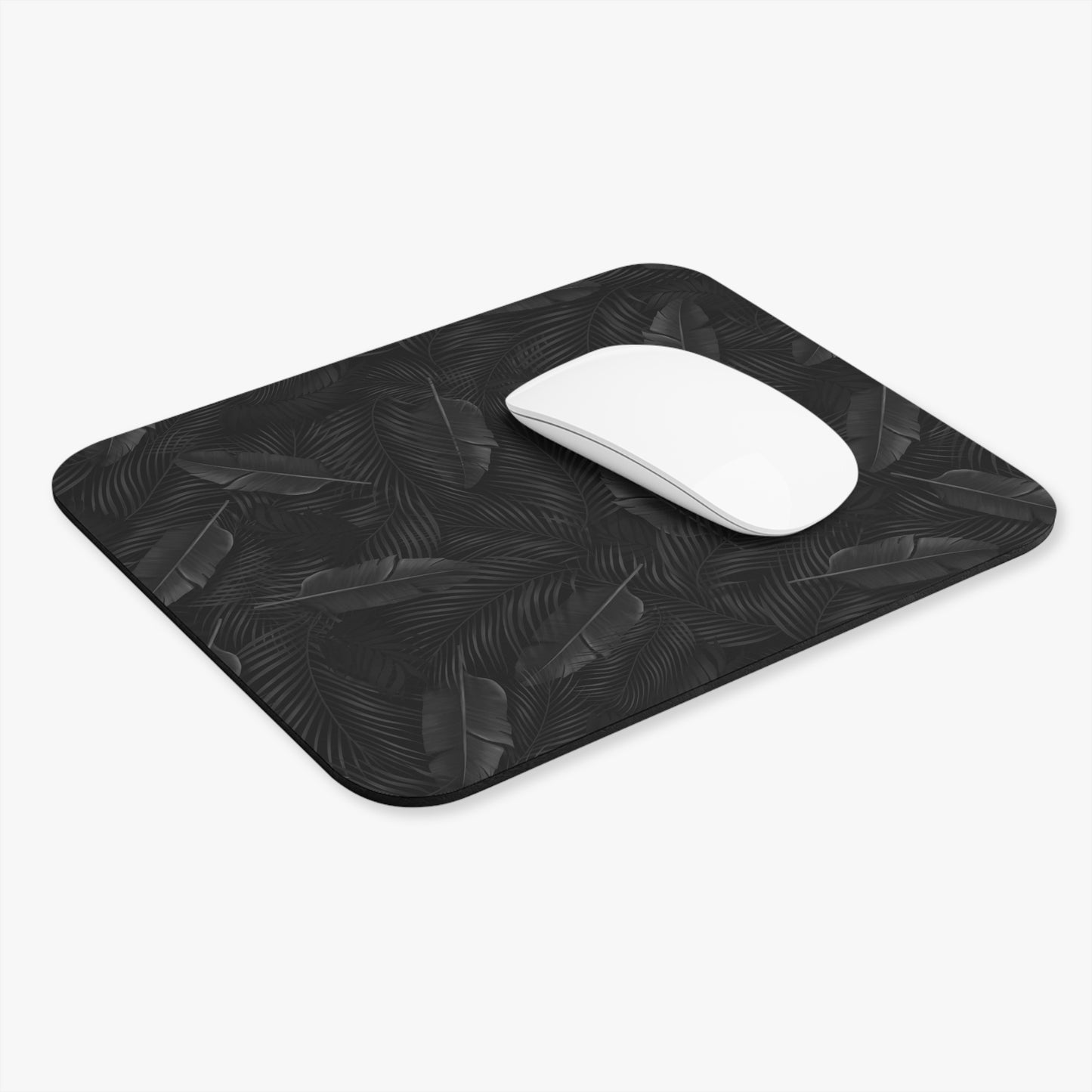 Black Tropical Leaves Mousepad