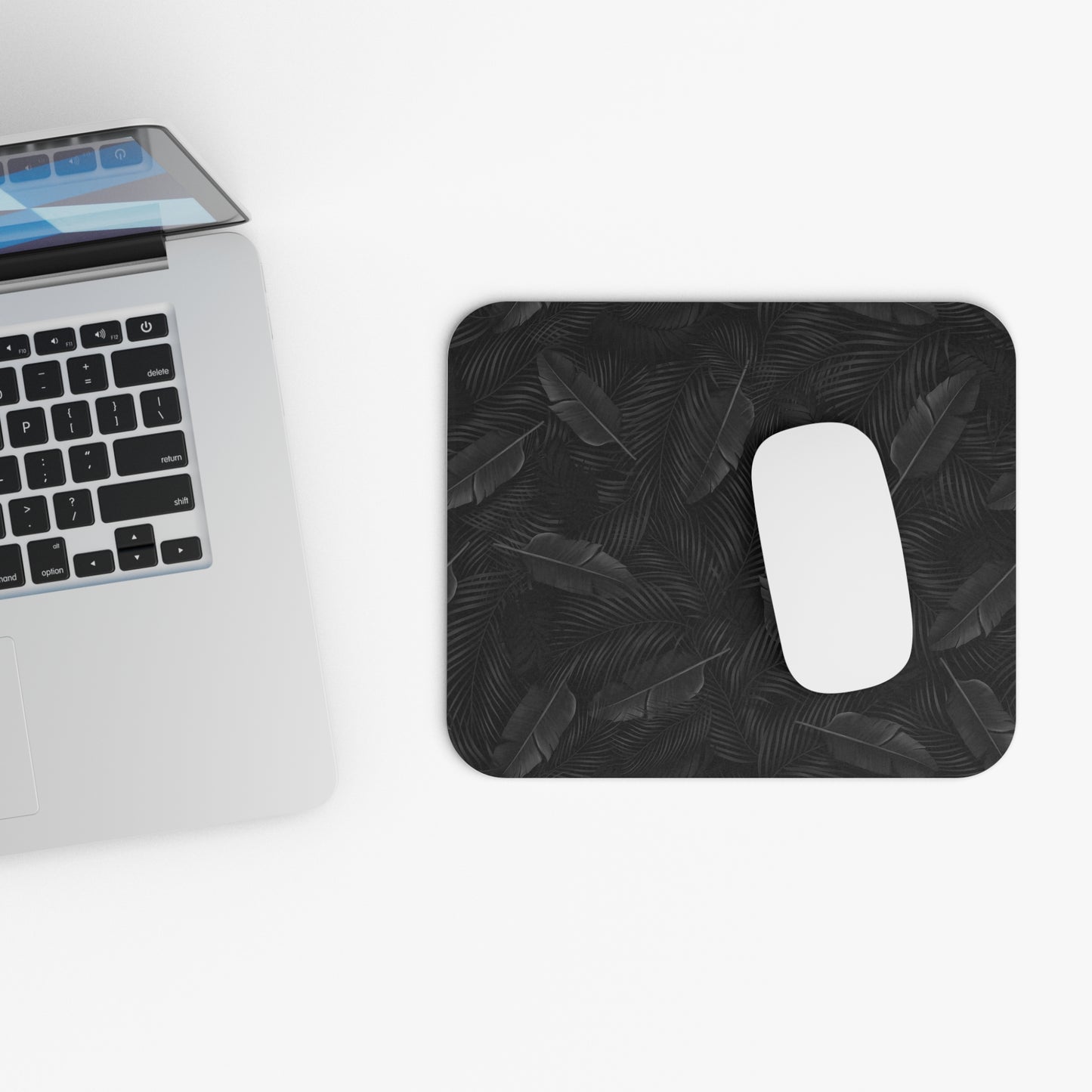 Black Tropical Leaves Mousepad