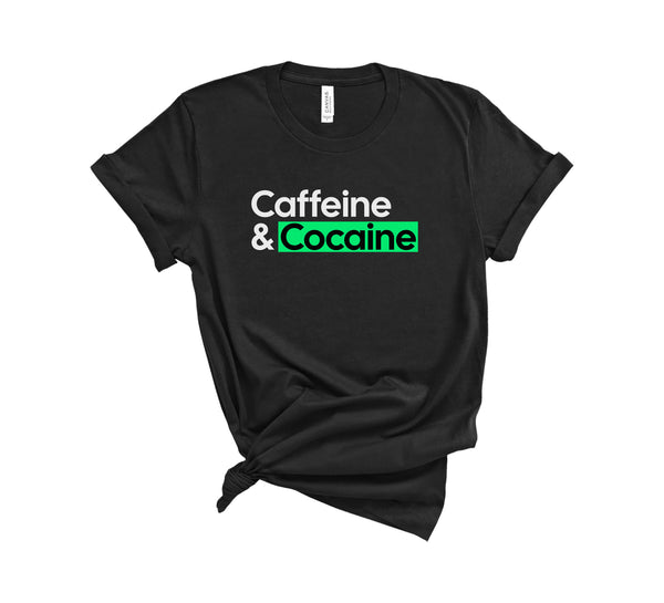 Caffeine_Cocaine black tshirt mockup