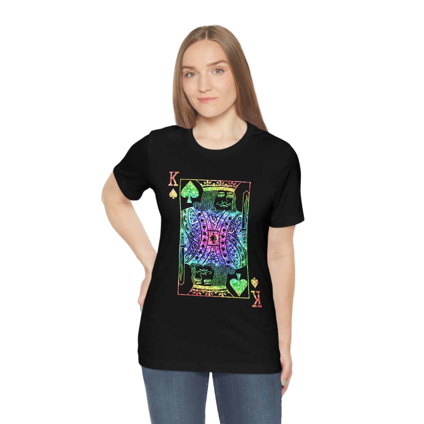 Colorful Black King of Spades Card T-Shirt