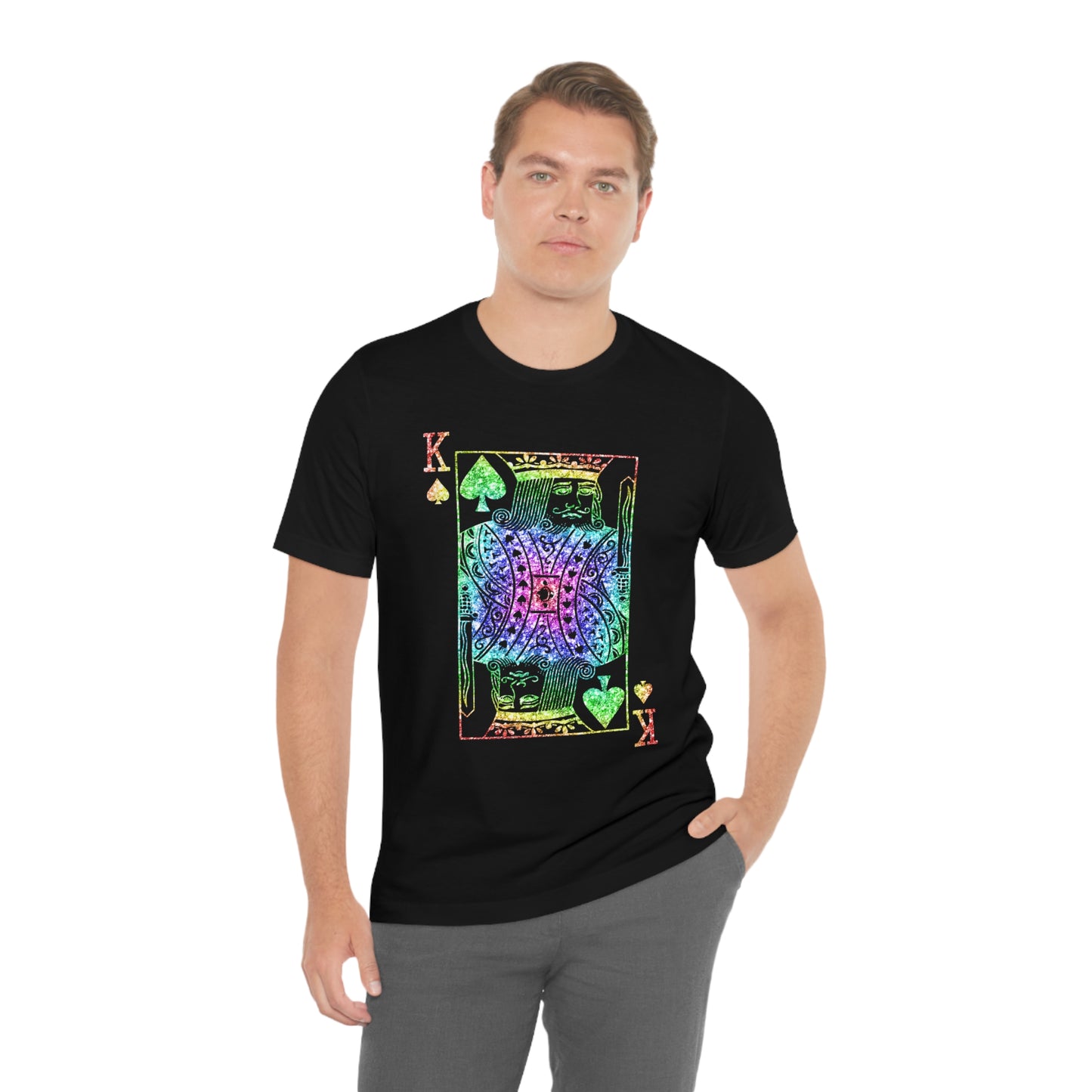 Colorful Black King of Spades Card T-Shirt