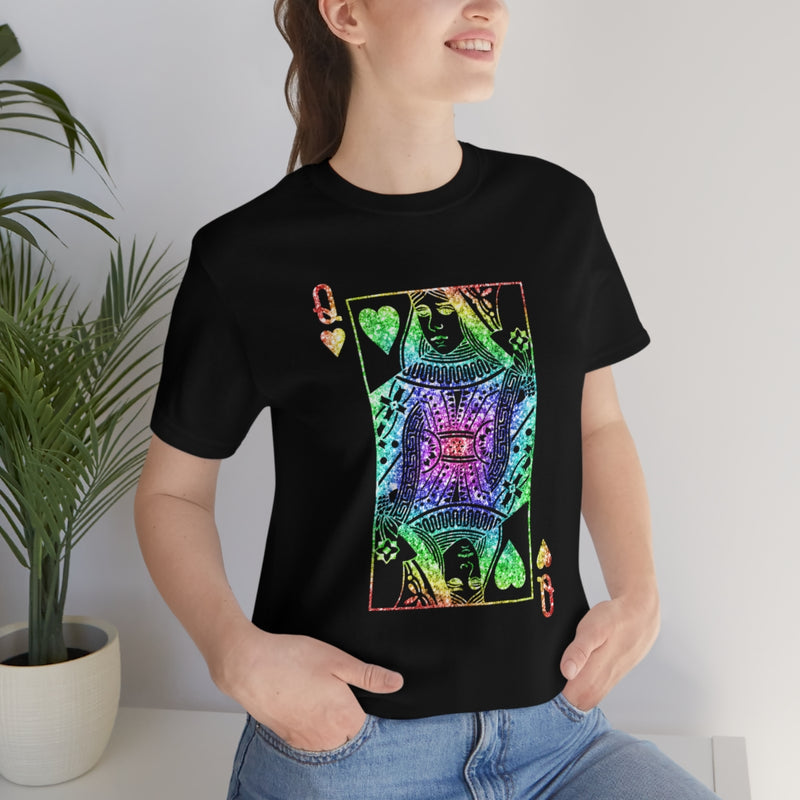 Colorful Black Queen of Hearts Card T-Shirt