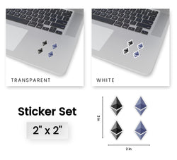 Diamond Ethereum Logo Stickers - Premium Vinyl Kiss-Cut Sticker Set
